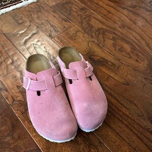 Birkenstock Boston Clog Suede Leather Candy Pink